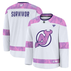 New Jersey Devils Fanatics Hockey Fights Cancer Survivor Practice Jersey - White | Fanatics Lifestyle