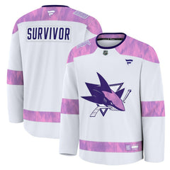 San Jose Sharks Fanatics Hockey Fights Cancer Survivor Practice Jersey - White | Fanatics Clearance