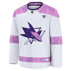 San Jose Sharks Fanatics Hockey Fights Cancer Survivor Practice Jersey - White | Fanatics Clearance