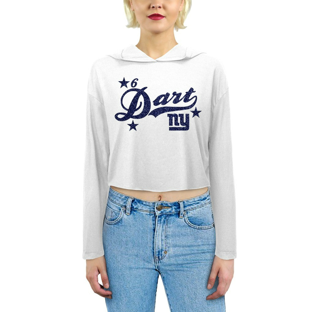 Jaxson Dart New York Giants Majestic Threads Women's Glitter Wordmark Hoodie - White - NFL