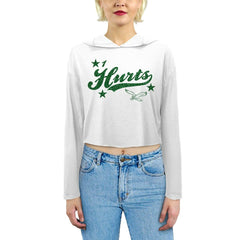 Jalen Hurts Philadelphia Eagles Majestic Threads Women's Glitter Wordmark Hoodie - White - NFL
