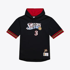 Mitchell & Ness Allen Iverson Philadelphia 76ers Mesh Name & Number Short Sleeve Hoodie Black