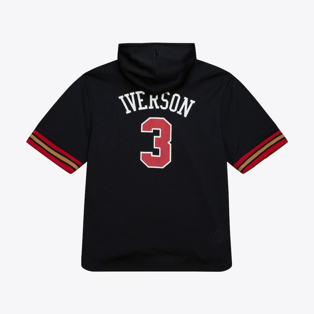 Mitchell & Ness Allen Iverson Philadelphia 76ers Mesh Name & Number Short Sleeve Hoodie Black