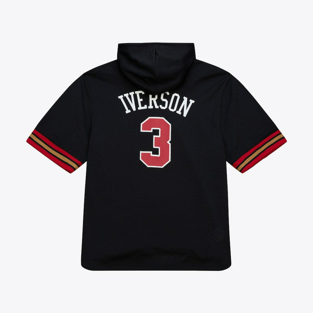 Mitchell & Ness Allen Iverson Philadelphia 76ers Mesh Name & Number Short Sleeve Hoodie Black