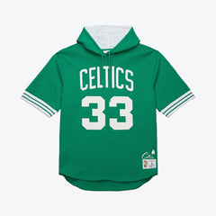 Mitchell & Ness Larry Bird Boston Celtics Mesh Name & Number Short Sleeve Hoodie Kelly Green