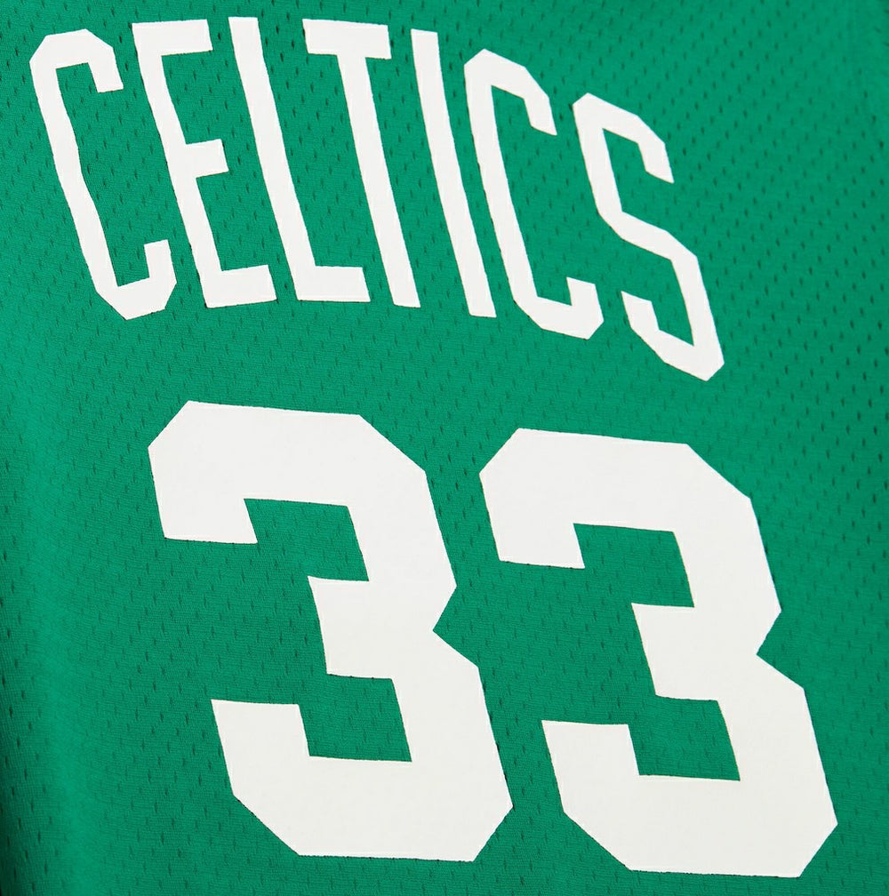 Mitchell & Ness Larry Bird Boston Celtics Mesh Name & Number Short Sleeve Hoodie Kelly Green