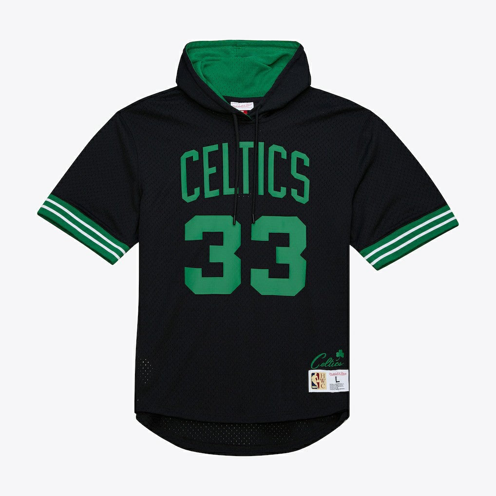 Mitchell & Ness Larry Bird Boston Celtics Mesh Name & Number Short Sleeve Hoodie Black