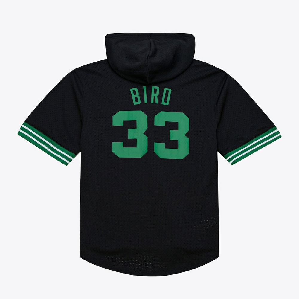 Mitchell & Ness Larry Bird Boston Celtics Mesh Name & Number Short Sleeve Hoodie Black