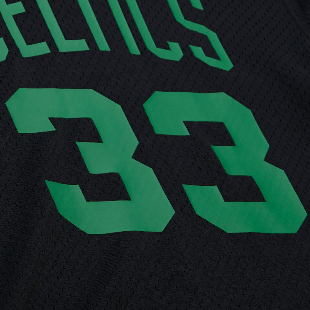Mitchell & Ness Larry Bird Boston Celtics Mesh Name & Number Short Sleeve Hoodie Black