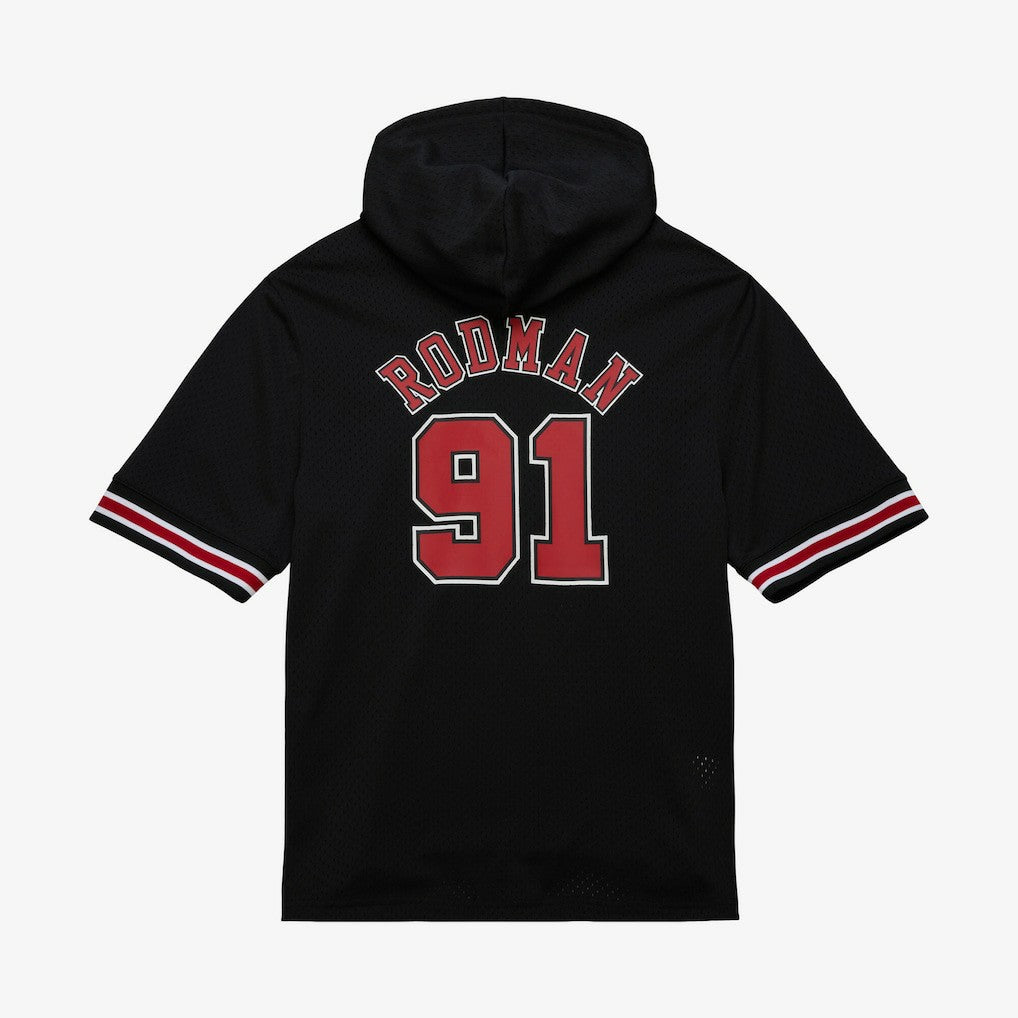 Mitchell & Ness Dennis Rodman Chicago Bulls Mesh Name & Number Short Sleeve Hoodie Black