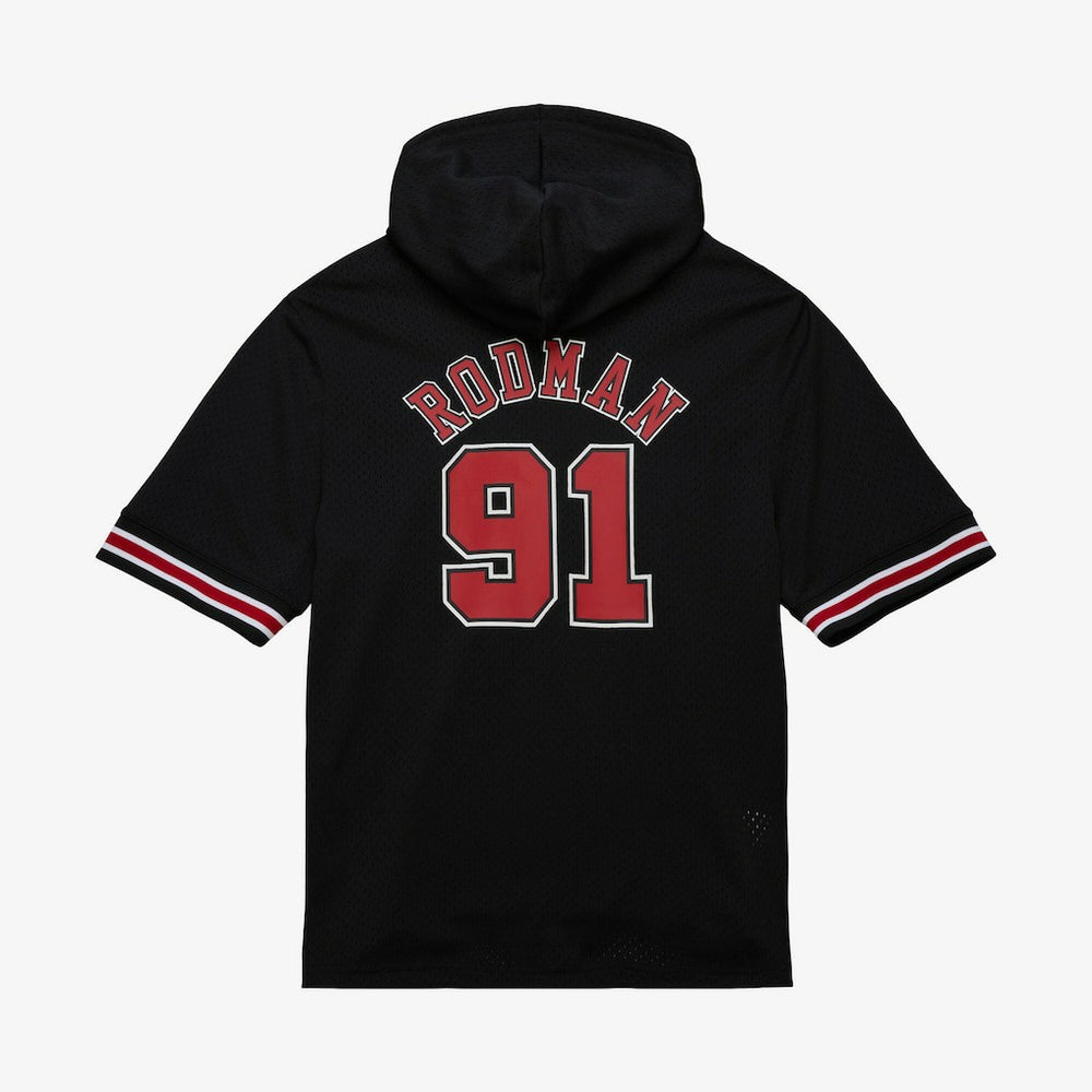 Mitchell & Ness Dennis Rodman Chicago Bulls Mesh Name & Number Short Sleeve Hoodie Black