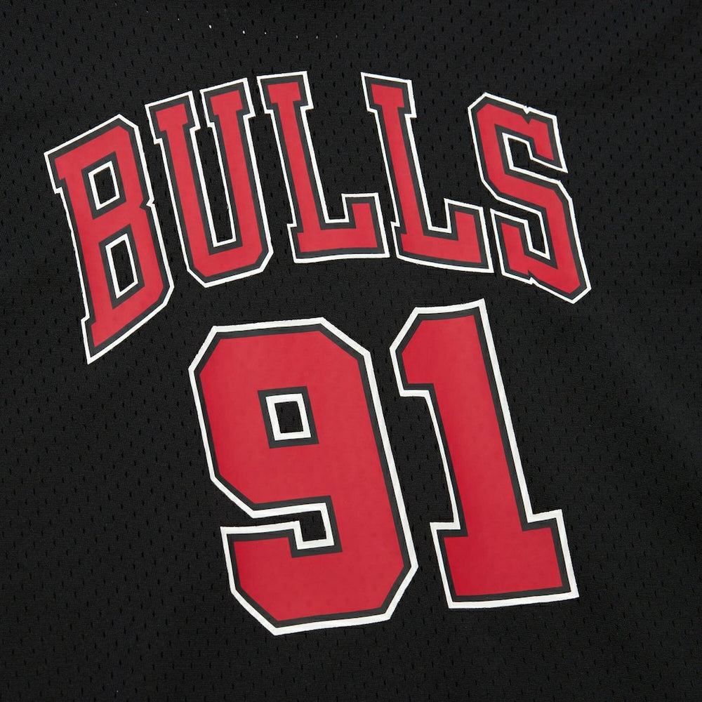 Mitchell & Ness Dennis Rodman Chicago Bulls Mesh Name & Number Short Sleeve Hoodie Black