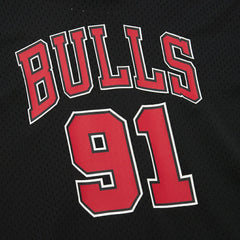Mitchell & Ness Dennis Rodman Chicago Bulls Mesh Name & Number Short Sleeve Hoodie Black