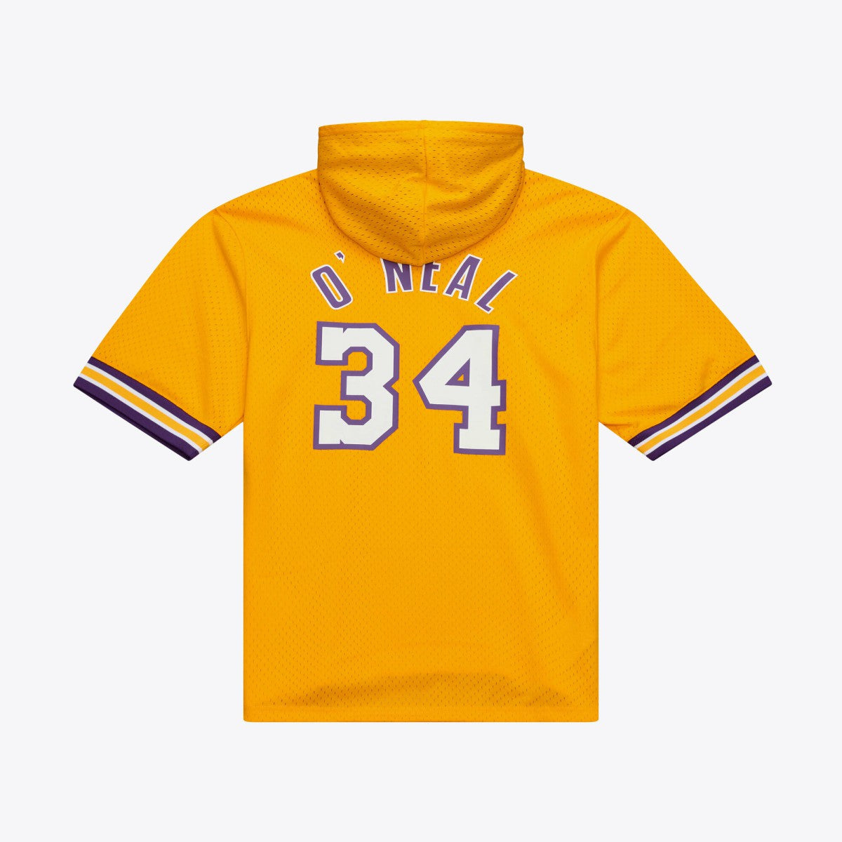 Mitchell & Ness Shaquille O'Neal Los Angeles Lakers Mesh Name & Number Short Sleeve Hoodie Gold