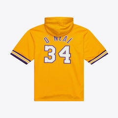 Mitchell & Ness Shaquille O'Neal Los Angeles Lakers Mesh Name & Number Short Sleeve Hoodie Gold