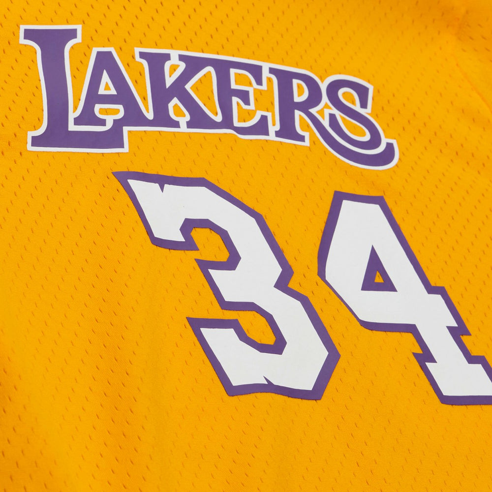 Mitchell & Ness Shaquille O'Neal Los Angeles Lakers Mesh Name & Number Short Sleeve Hoodie Gold