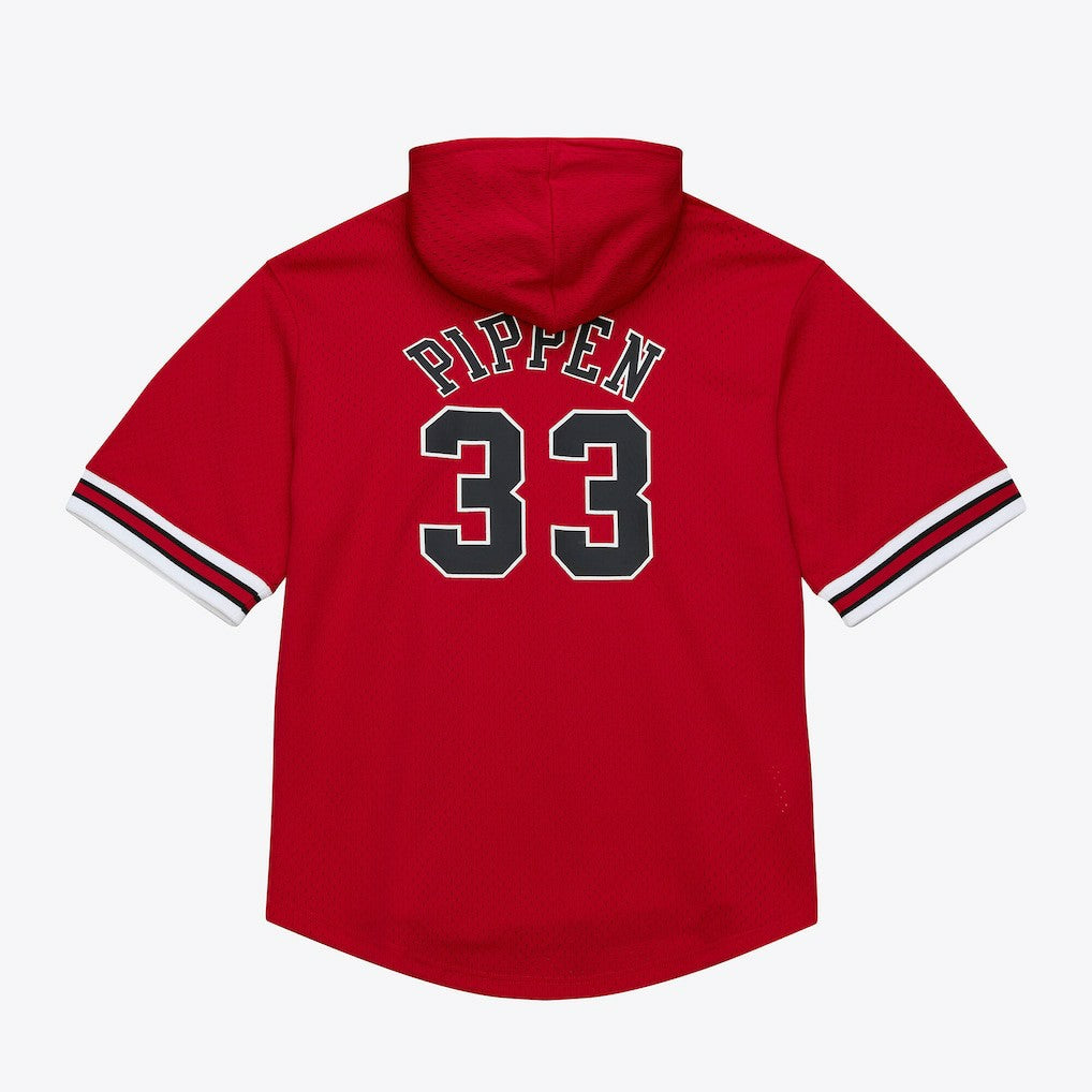 Mitchell & Ness Scottie Pippen Chicago Bulls Mesh Name & Number Short Sleeve Hoodie Red