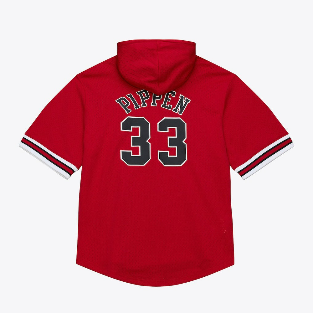 Mitchell & Ness Scottie Pippen Chicago Bulls Mesh Name & Number Short Sleeve Hoodie Red