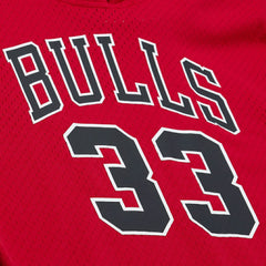 Mitchell & Ness Scottie Pippen Chicago Bulls Mesh Name & Number Short Sleeve Hoodie Red