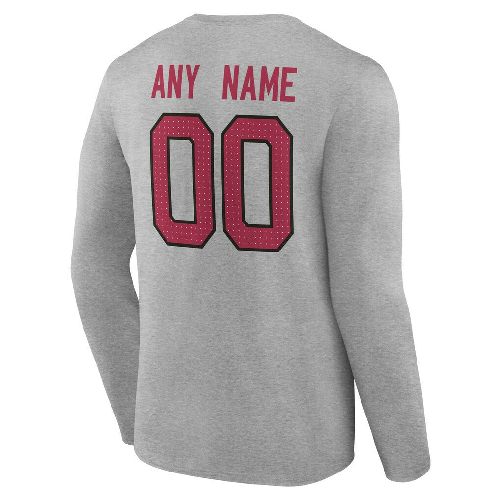 Arizona Cardinals Team Authentic Personalized Name & Number Long Sleeve T-Shirt - Gray - NFL
