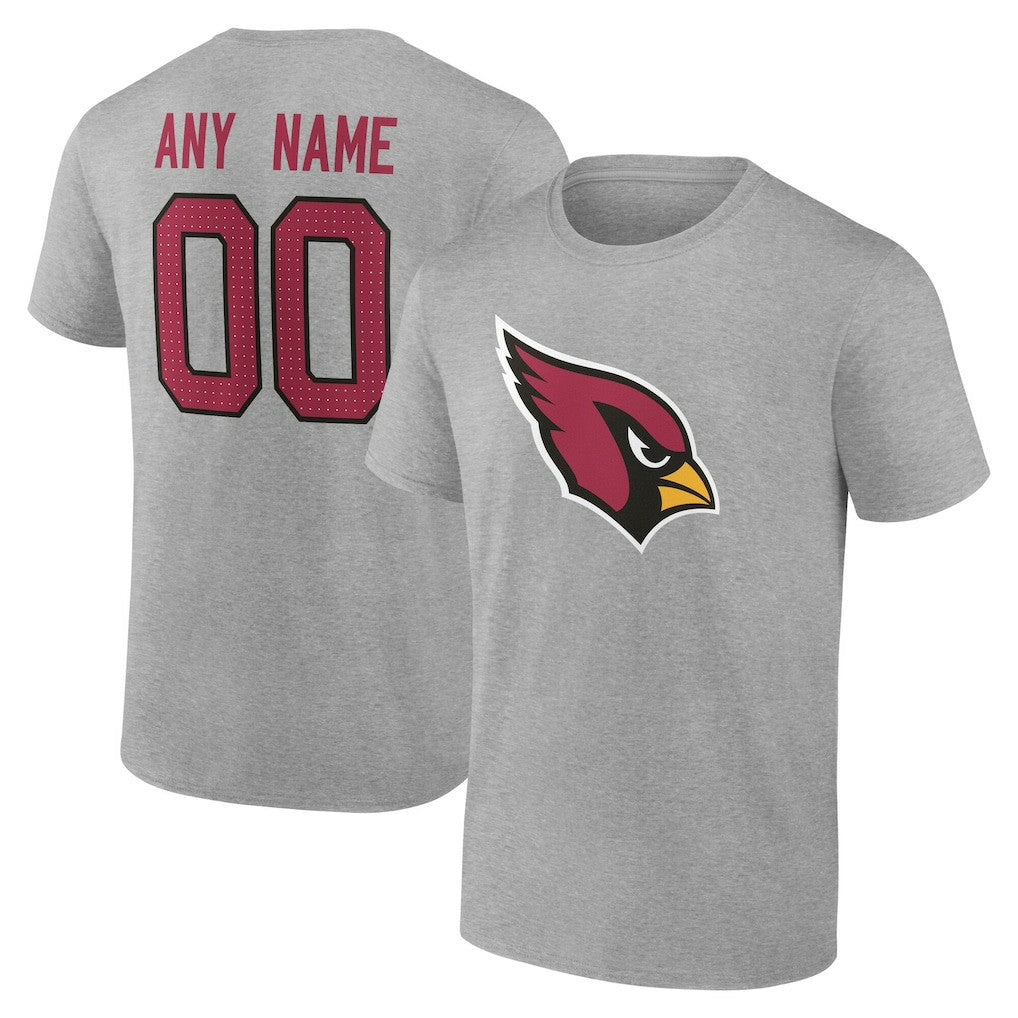 Arizona Cardinals Team Authentic Personalized Name & Number T-Shirt - Gray - NFL