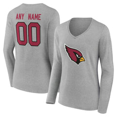 Arizona Cardinals Women's Team Authentic Personalized Name & Number Long Sleeve V-Neck T-Shirt - Gray - NFL