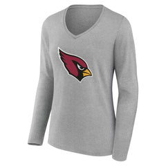 Arizona Cardinals Women's Team Authentic Personalized Name & Number Long Sleeve V-Neck T-Shirt - Gray - NFL