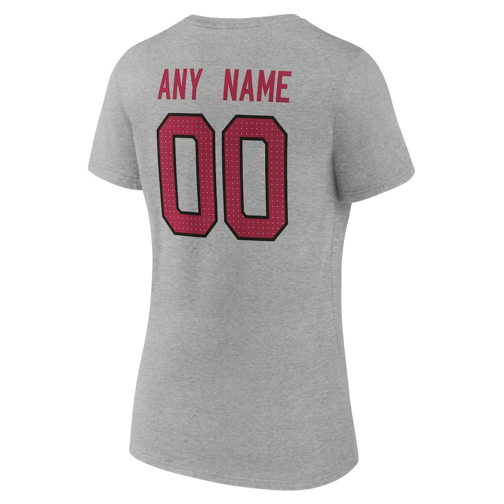 Arizona Cardinals Women's Team Authentic Personalized Name & Number V-Neck T-Shirt - Gray - NFL