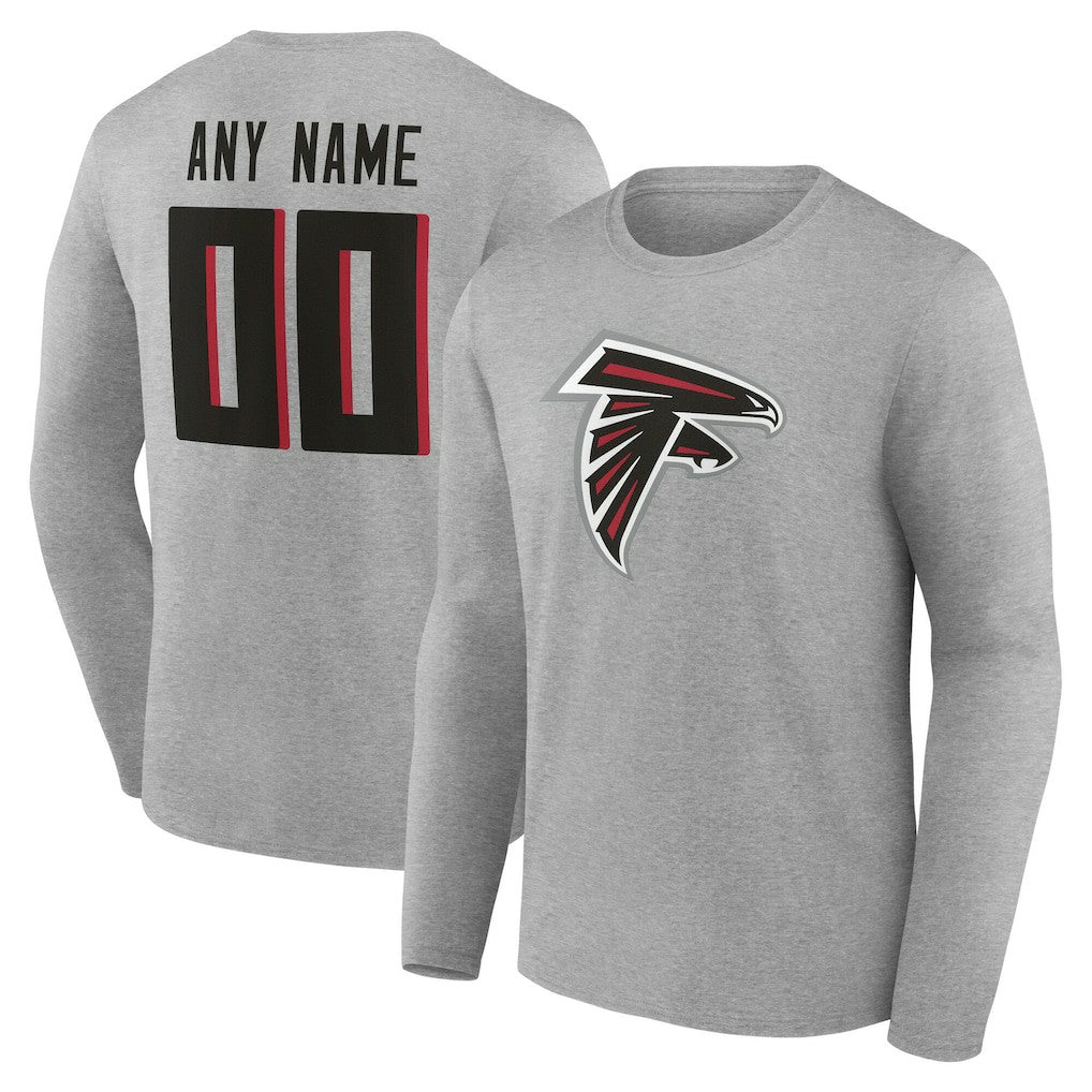 Atlanta Falcons Team Authentic Personalized Name & Number Long Sleeve T-Shirt - Gray - NFL
