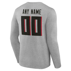 Atlanta Falcons Team Authentic Personalized Name & Number Long Sleeve T-Shirt - Gray - NFL