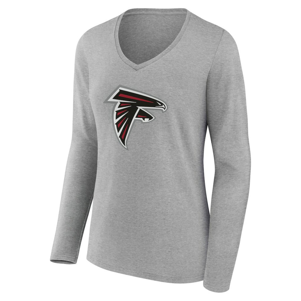 Atlanta Falcons Women's Team Authentic Personalized Name & Number Long Sleeve V-Neck T-Shirt - Gray - NFL