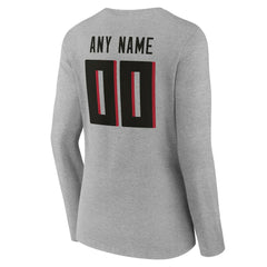 Atlanta Falcons Women's Team Authentic Personalized Name & Number Long Sleeve V-Neck T-Shirt - Gray - NFL