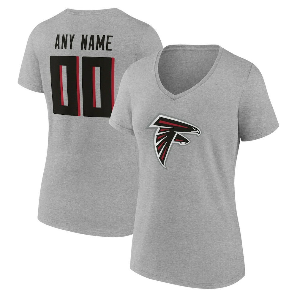 Atlanta Falcons Women's Team Authentic Personalized Name & Number V-Neck T-Shirt - Gray - NFL
