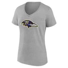 Baltimore Ravens Women's Team Authentic Personalized Name & Number V-Neck T-Shirt - Gray - NFL