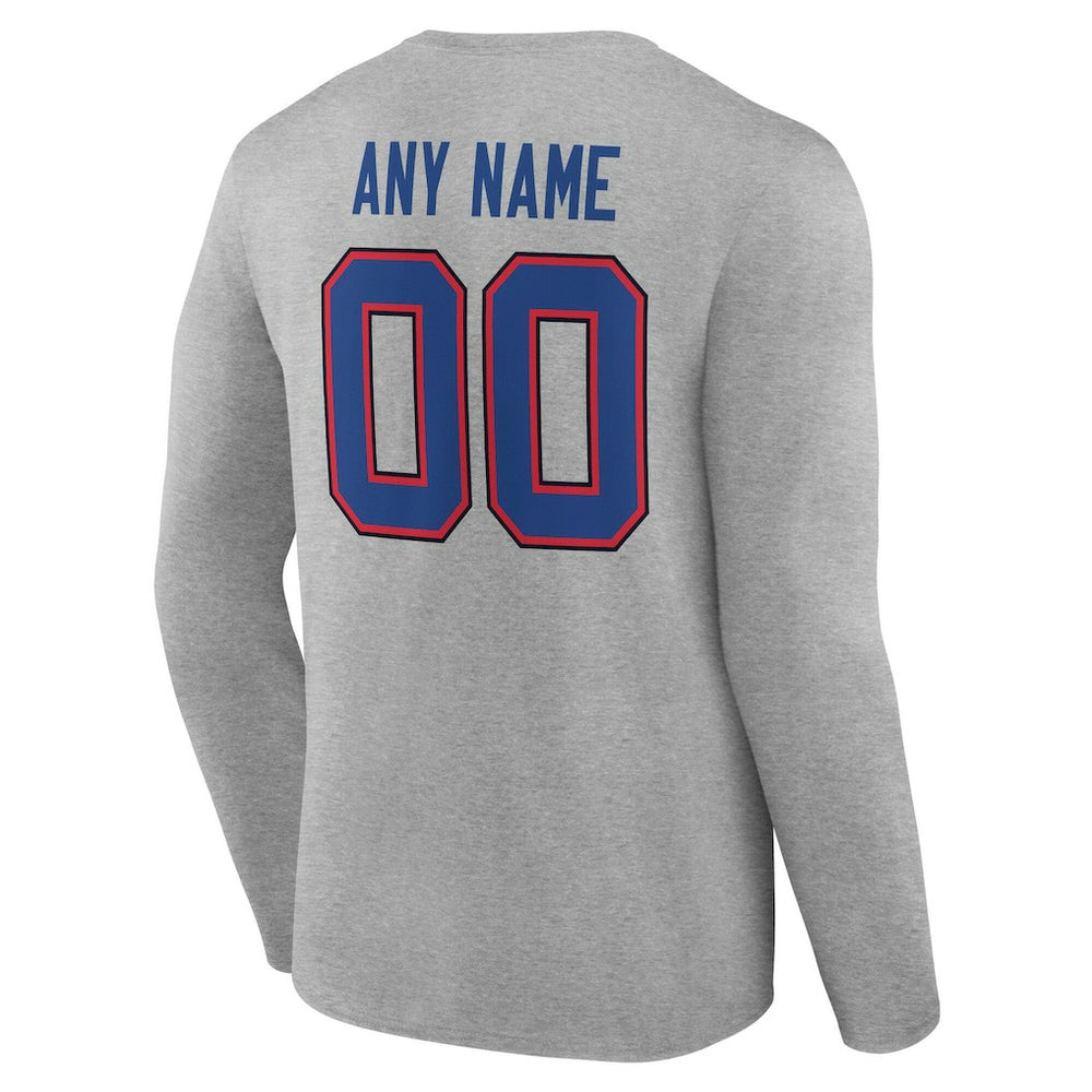 Buffalo Bills Team Authentic Personalized Name & Number Long Sleeve T-Shirt - Gray - NFL