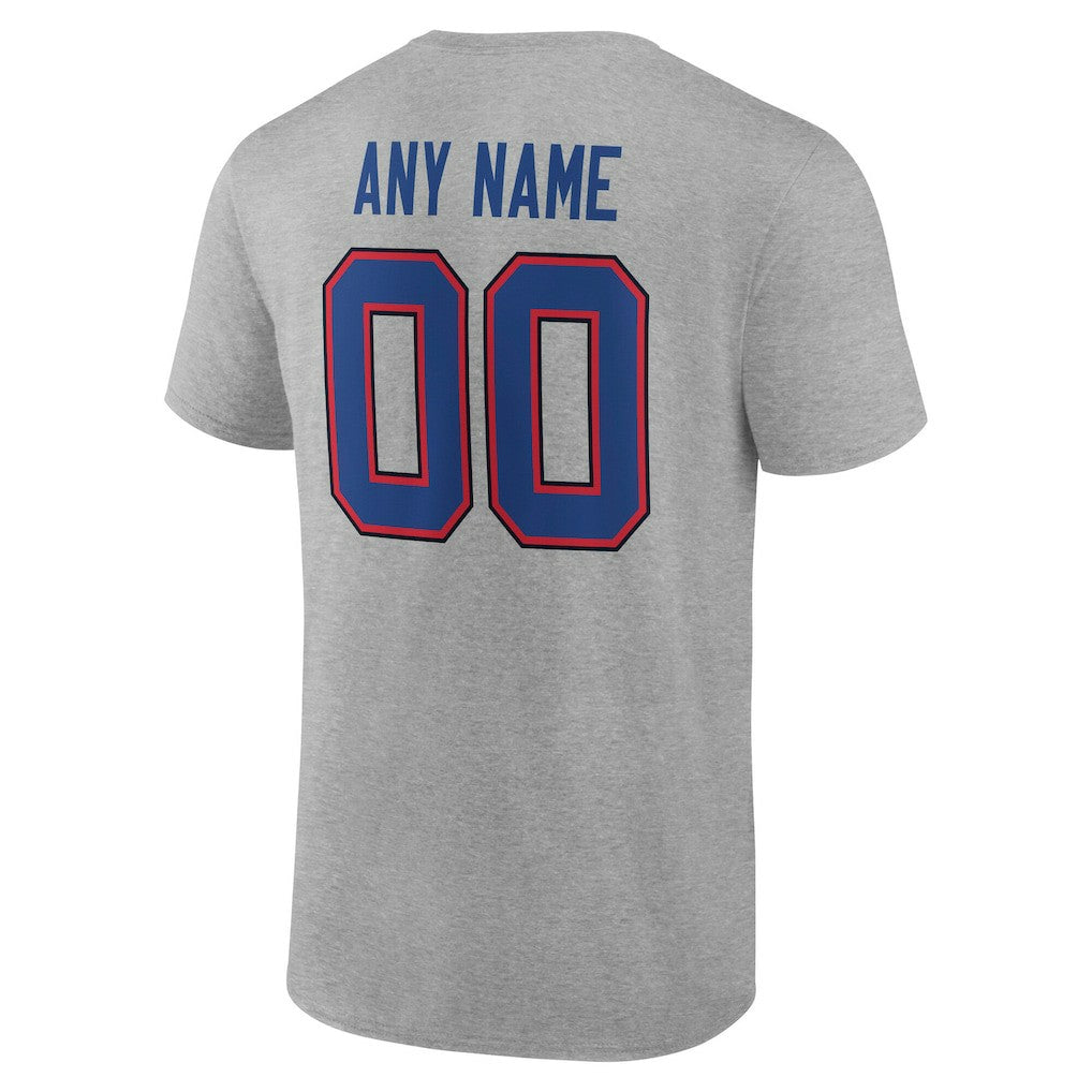 Buffalo Bills Team Authentic Personalized Name & Number T-Shirt - Gray - NFL