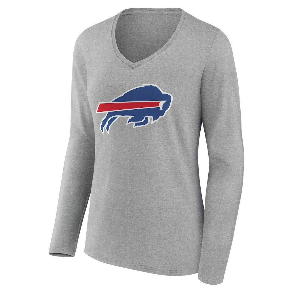 Buffalo Bills Women's Team Authentic Personalized Name & Number Long Sleeve V-Neck T-Shirt - Gray - NFL