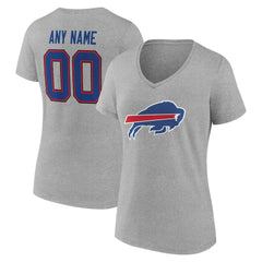 Buffalo Bills Women's Team Authentic Personalized Name & Number V-Neck T-Shirt - Gray - NFL