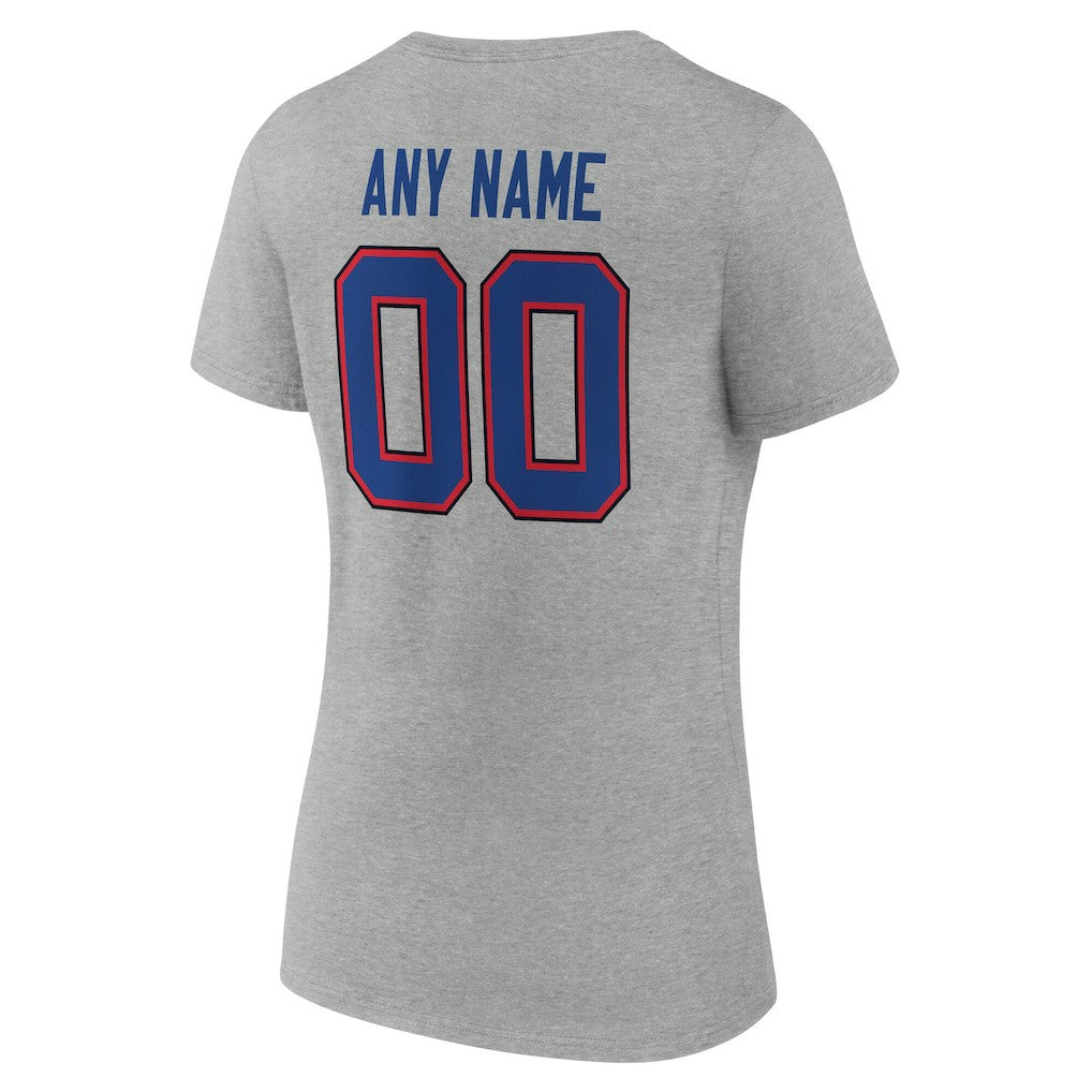 Buffalo Bills Women's Team Authentic Personalized Name & Number V-Neck T-Shirt - Gray - NFL