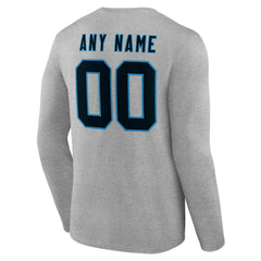 Carolina Panthers Team Authentic Personalized Name & Number Long Sleeve T-Shirt - Gray - NFL