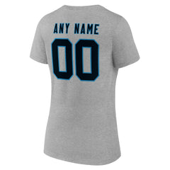 Carolina Panthers Women's Team Authentic Personalized Name & Number V-Neck T-Shirt - Gray - NFL