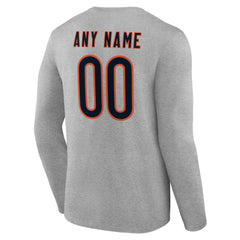 Chicago Bears Team Authentic Personalized Name & Number Long Sleeve T-Shirt - Gray - NFL