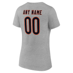 Chicago Bears Women's Team Authentic Personalized Name & Number V-Neck T-Shirt - Gray - NFL
