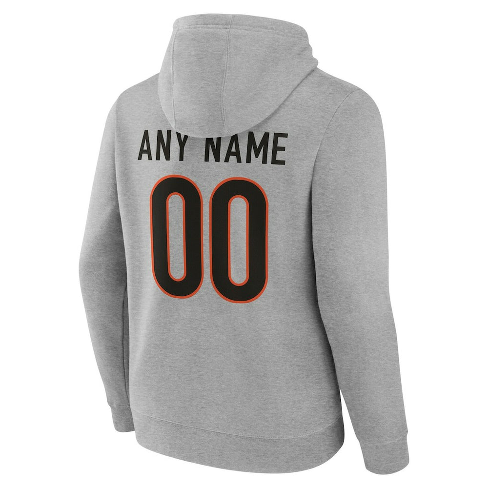 Cincinnati Bengals Team Authentic Personalized Name & Number Hoodie - Gray - NFL