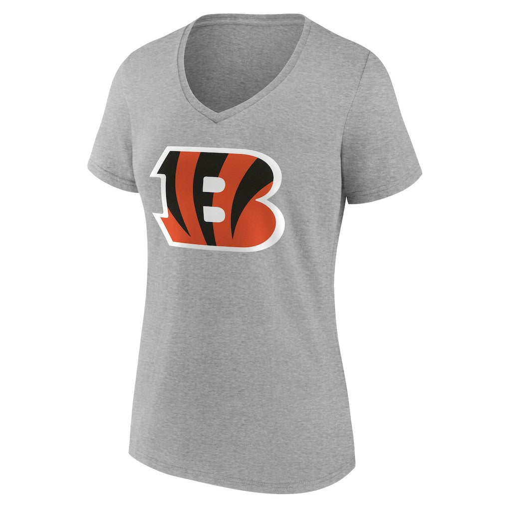 Cincinnati Bengals Women's Team Authentic Personalized Name & Number V-Neck T-Shirt - Gray - NFL