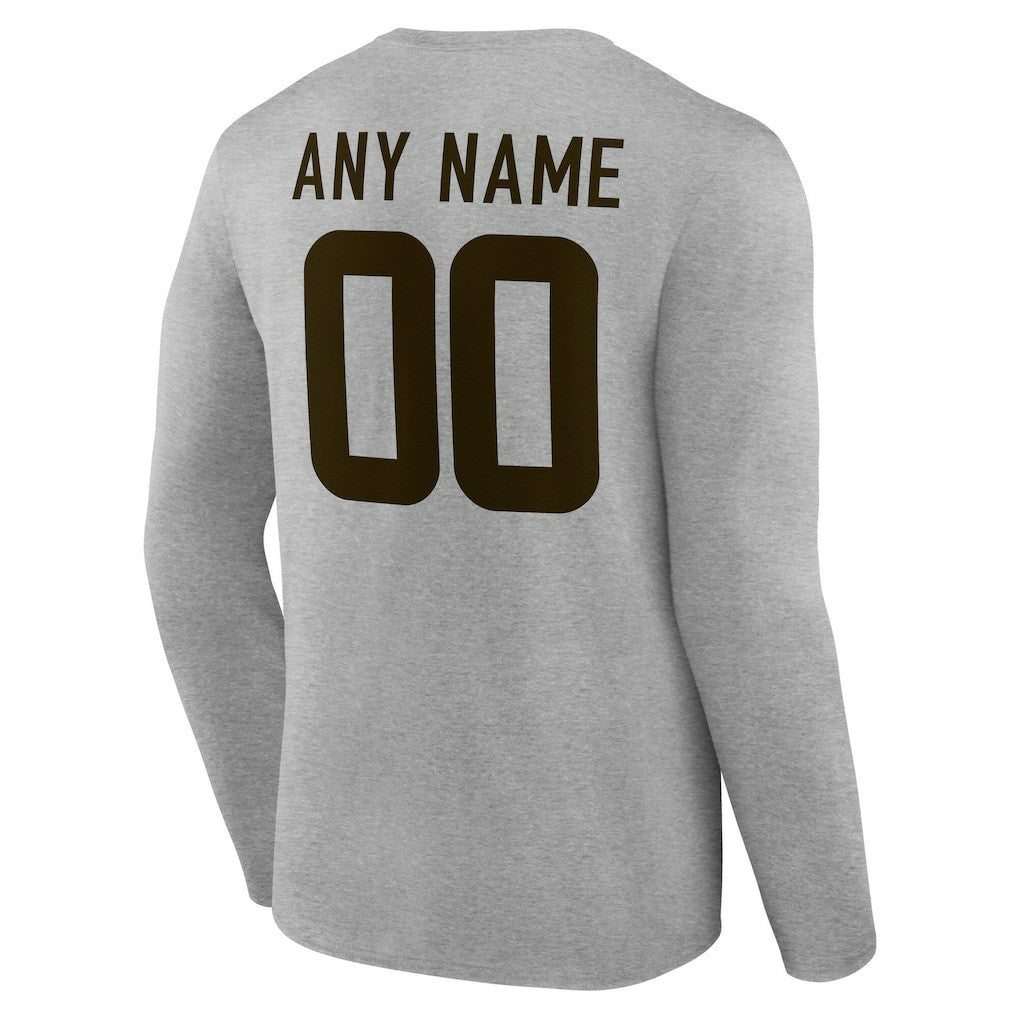 Cleveland Browns Team Authentic Personalized Name & Number Long Sleeve T-Shirt - Gray - NFL