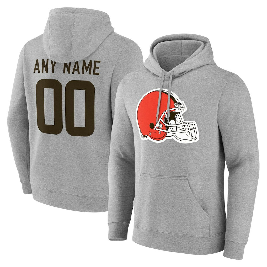 Cleveland Browns Team Authentic Personalized Name & Number Hoodie - Gray - NFL