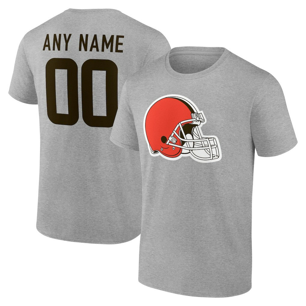 Cleveland Browns Team Authentic Personalized Name & Number T-Shirt - Gray - NFL