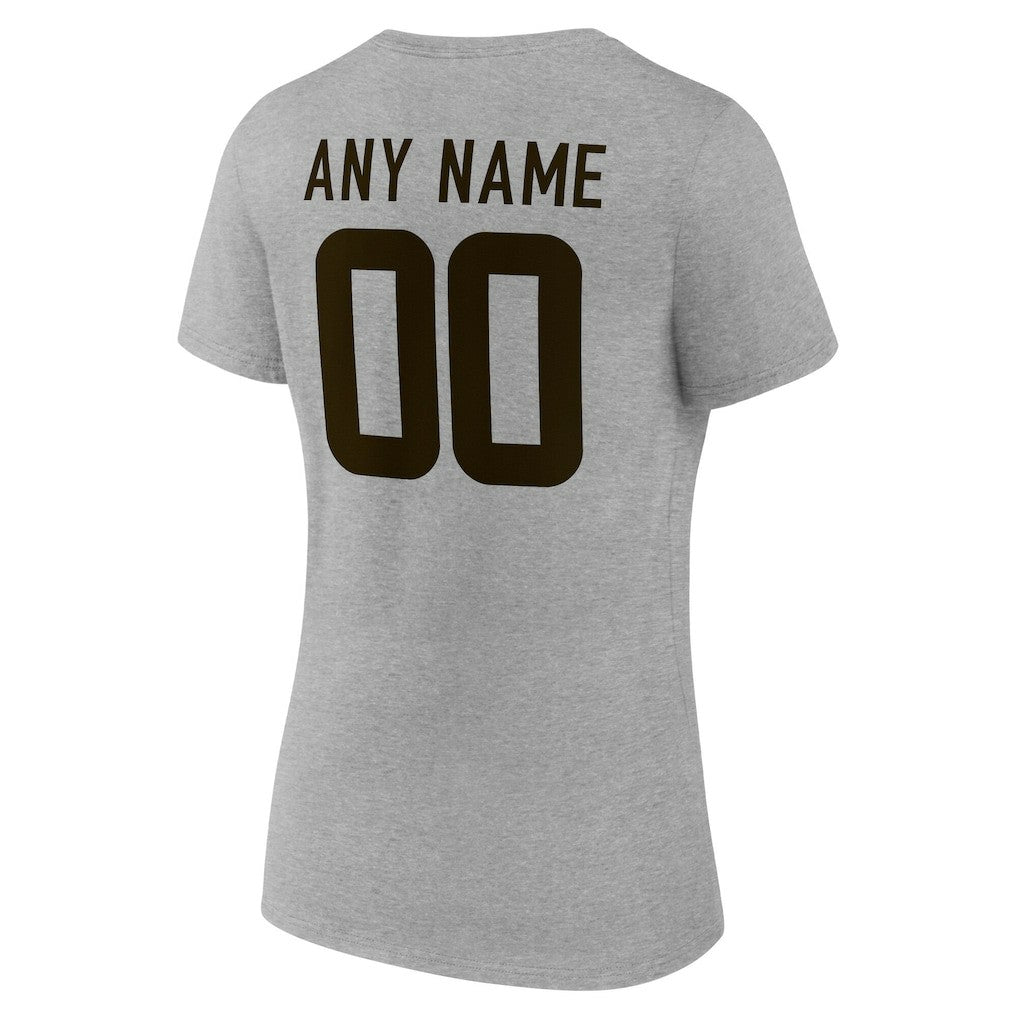 Cleveland Browns Women's Team Authentic Personalized Name & Number V-Neck T-Shirt - Gray - NFL