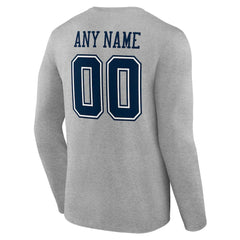 Dallas Cowboys Team Authentic Personalized Name & Number Long Sleeve T-Shirt - Gray - NFL
